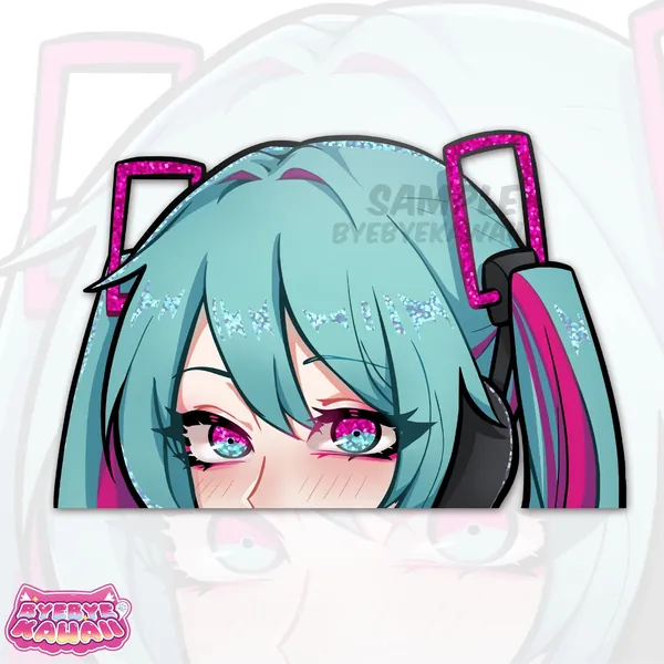 Miku Glitter Peeker Holographic Car Sticker