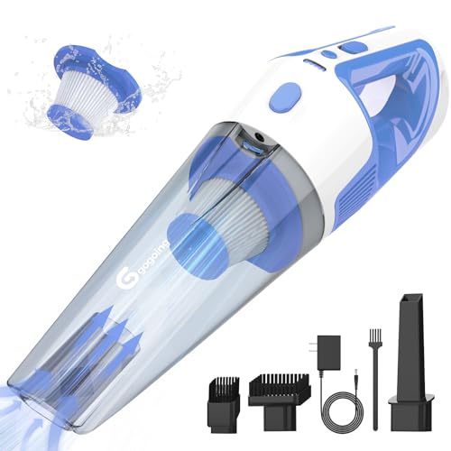 GOGOING 150W Handheld Car Vacuum Cordless, Handheld Vacuum w/Powerful Suction, Rechargeable and Portable Hand Vacuum with 800ml Large Dirt Bowl & Led Light - A Purple