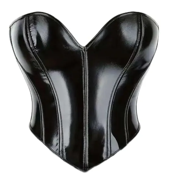 bslingerie Womens PVC Leather Underbust Waist Training Body Shaper Bustier Corset Top - Small - Black Crop Top
