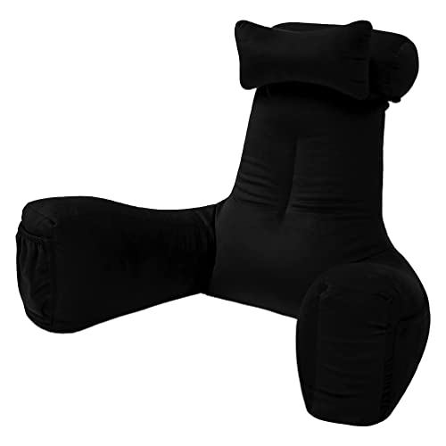 Loft 25 Premium Velvet Reading Cushion | Bean Bag Bed Seat Relax Pillow | Great for Back Arm Rest Lumbar Support | Comfy Lightweight And Durable Beanbag (Black) - Black