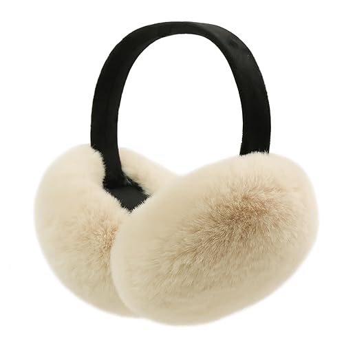 LCXSHYE Winter Ear muffs Faux Fur Warm Earmuffs Cute Foldable Outdoor Ear Warmers For Women Girls - Khaki+black