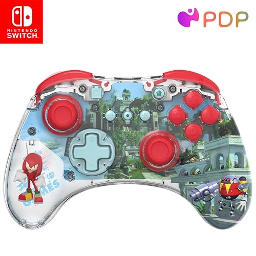 PDP REALMz Wireless Nintendo Switch Pro Controller, Customizable LED, Rechargeable Battery Power, 30 Foot Range, Licensed by Nintendo and SEGA: Sonic Superstars (Knuckles Sky Sanctuary Zone) - Nintendo Switch - Wireless - Knuckles