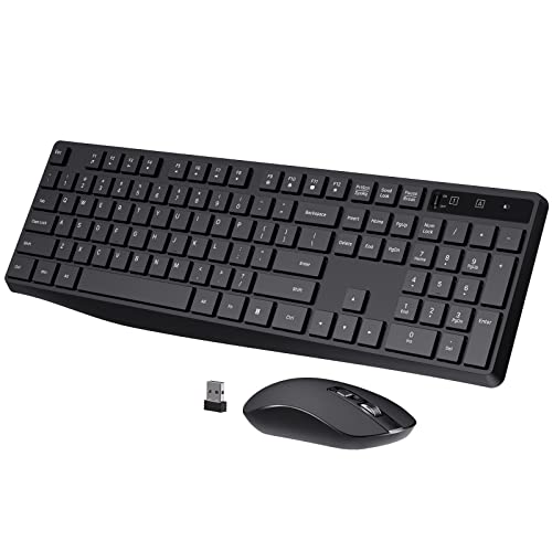Wireless Keyboard and Mouse Combo, COLIKES 2.4G USB Cordless Mouse and Keyboard, 3 Level DPI Slim Ergonomic Mouse, Responsive Plug & Play for Computer Laptop PC - Full Size - Black1