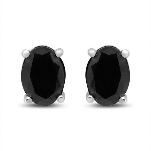 14K White Gold 1/2 Cttw Round Brilliant-Cut Black Diamond Classic 4-Prong Stud Earrings with Screw Backs (Fancy Color-Enhanced, I2-I3 Clarity) - 2
