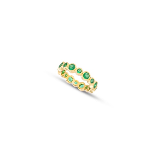 Emerald Stone Eternity Band - 14K White Gold