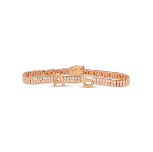 Double Row Diamond Tennis Bracelet - 14K Rose Gold / 6.5" / 3