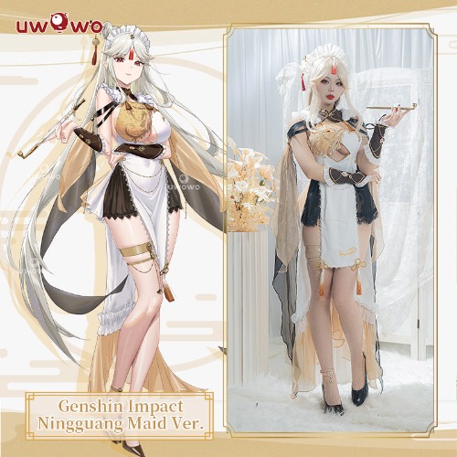 【In Stock】Uwowo Genshin Impact Fanart Ningguang Maid Dress Cosplay Costume - M