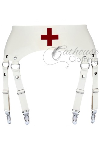 Clinic 8-Strap Suspender Belt | Medium / White/Red Cross