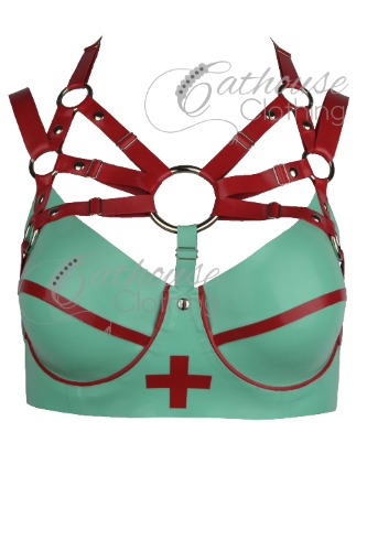 Clinic Goddess bra | 36DD / Jade green & red