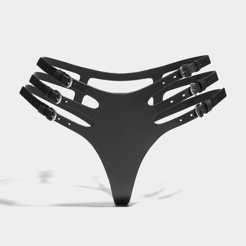 THE CAGE THONG | Black / Brass / L