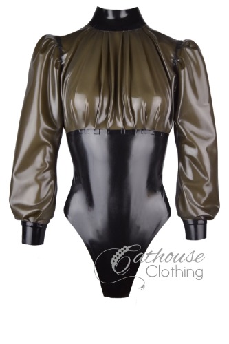 Desire latex playsuit | medium / Zip back / Black & translucent black as shown