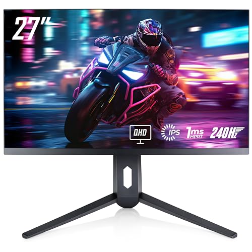 GTek 240Hz 2K Gaming Monitor, 27 Inch Display Full WQHD 2560 x 1440P, Extreme Low Motion Blur, Fast IPS 1ms MPRT, DisplayPort/HDMI, VESA - Q2740P - 27" 2K 240Hz 1ms