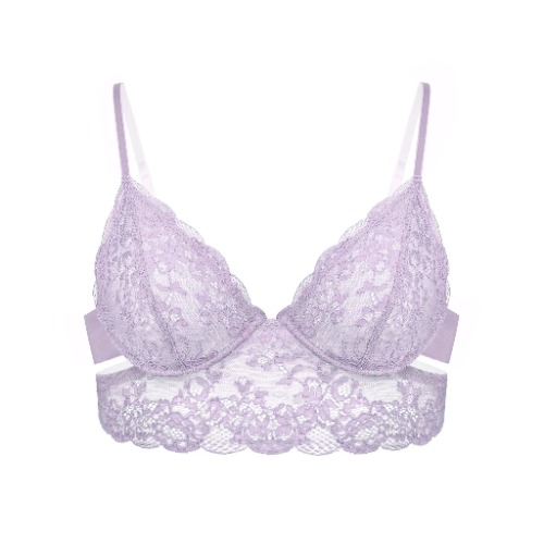 Wild Lace Long Line Bra Lilac Hint - L 36C/34D / Lilac Hint