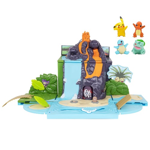 Pokemon Carry ‘N’ Go Volcano Playset with 4 Included 2-inch, Pikachu, Charmander, Bulbasaur, and Squirtle - Bring Everywhere - Playsets for Kids and Pokémon Fans - Amazon Exclusive - 