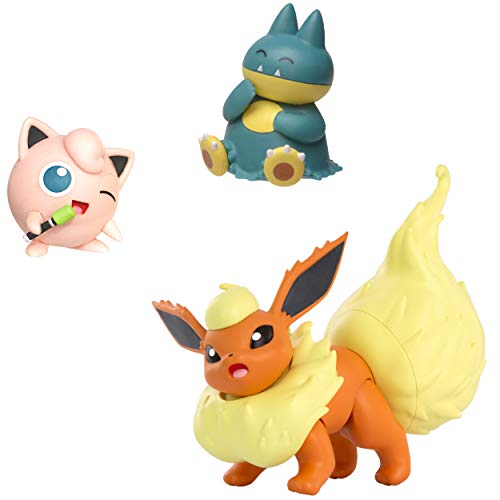 Pokémon Battle Figure Set (3-Pack) - 2" Jigglypuff, 2" Munchlax, 3" Flareon - Jigglypuff, Munchlax and Flareon