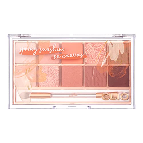 CLIO Pro Eye Shadow Palette, Matte, Shimmer, Glitter, Pearls, Highly Pigments, Long-Wearing (015 SPRING SUNSHUINE ON CANVAS) - 015 SPRING SUNSHUINE ON CANVAS