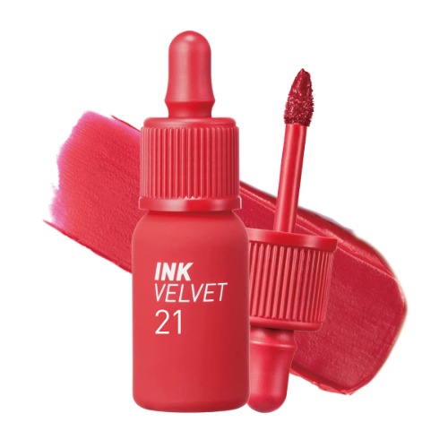 Peripera Ink the Velvet Lip Tint | High Pigment Color, Longwear, Weightless, Not Animal Tested, Gluten-Free, Paraben-Free (021 VITALITY CORAL RED) - 021 VITALITY CORAL RED