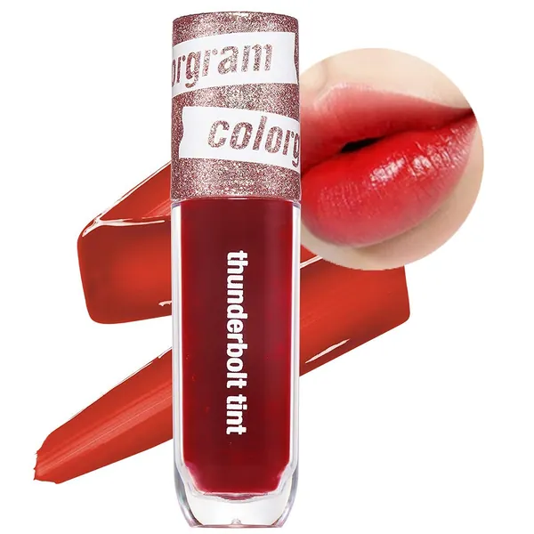COLORGRAM Thunderbolt Tint Lacquer - True Beauty K-Drama Makeup, Glossy Long Lasting Moisturizing Lip Stain (0.2 fl.oz, 01 Romance Tok) / 09 Soft Tok