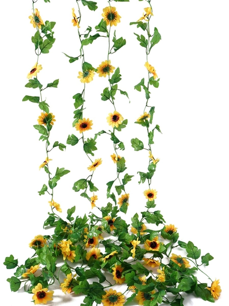 Beferr 4Pcs 31.2FT Artificial Sunflower Vines Decor Faux Sunflowers Garland Faux Hanging Flowers for Home Wedding Party Decoration