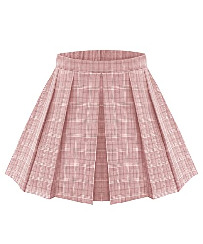 RITERA Plus Size Basic Versatile Stretchy Elastic Waist Flared Casual Mini Skater Skirt/Pleated Plaid Skirt for Women XL-5XL - A02-a261 -Pink Plaid - 3X-Large