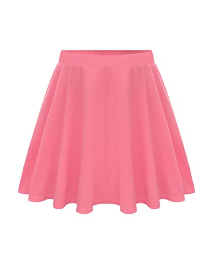 RITERA Plus Size Basic Versatile Stretchy Elastic Waist Flared Casual Mini Skater Skirt/Pleated Plaid Skirt for Women XL-5XL - A02-255 -Pink - 3X-Large