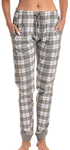 Just Love Women Pajama Pants Sleepwear Joggers for Women - 3X Plus - Grey White Plaid