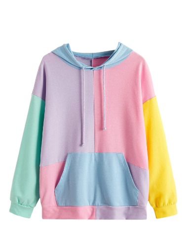 SweatyRocks Womens Long Sleeve Floral Print Pullover Hoodie Sweatshirt Tops - X-Large Purple Pink