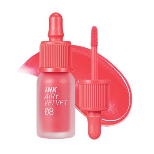 Peripera Ink Airy Velvet Lip Tint | High-Pigmentation, Lightweight, Soft, Moisturizing, Not Animal Tested | Pretty Orange Pink (#08), 0.14 fl oz - 08 Pretty Orange Pink