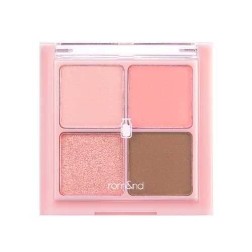 rom&nd Better Than Eyes Milk Series 4 Color Mini Palette W02 Dry Peach Blossom, Blendable, Rich Colors, Velvety Texture, High Pigmented, Natural Looking, Long Lasting, Matte & Shimmer, Daily Eye Makeup - 