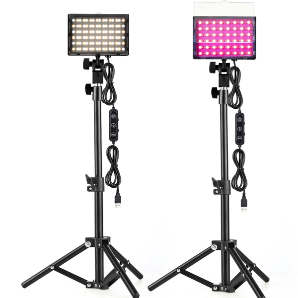 RGB Photography Lighting,USB Powered 2600K-6000K LED Tabletop Light with Stand , for Zoom Calls Video Conference Webcam Meeting Tiktok Game Streaming YouTube Photo Video Studio Shooting （2 Packs