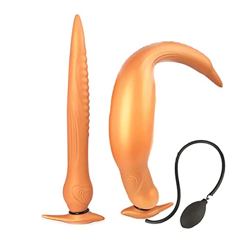 ChicLSQ Super Lange Riesige Aufblasbarer Analplug Dildo Prostata Massage Großen Butt Plug Anal Vagina Masturbator Dilatator Erwachsene Erotische Anal Sex Spielzeug für Frau Männer (Gold Hohl) - 1 Stück (1er Pack)