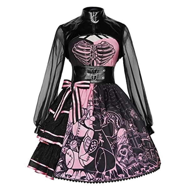 Mingyuezai Women's Lolita Dress Gothic Punk Skirt Party Halloween Costume Cosplay