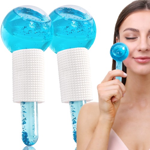 Facial Ice Globes, 2 Stück Facial Globes für Massagewerkzeuge, Facial Roller-Massagegeräte für kalte Haut, straffen die Haut, reduzieren Schwellungen und Augenringe, verbessern die Durchblutung (Blau) - Blau