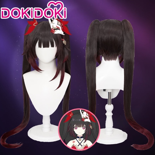 DokiDoki Game Honkai: Star Rail Cosplay Hanabi Wig Long Brown Twin Tail/ Long Straight Red Gradient Hair Cute Miss Sparkle | Original Ver.-PRESALE