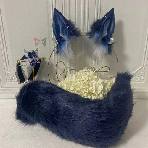 cheaper option of The Nine-Tailed Fox Ahri Ears Hairhoop Tail Necklace Earrings Hairbands Headwear Cosplay Costume Accessories - AliExpress 