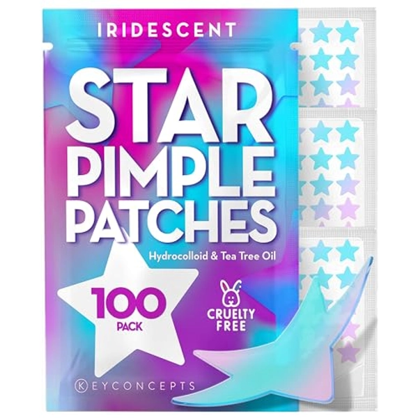 KEYCONCEPTS Star Pimple Patches (100 Pack), Patches Stars - Hydrocolloid Star Patches for Covering - Star Patches - Patch and Stickers
