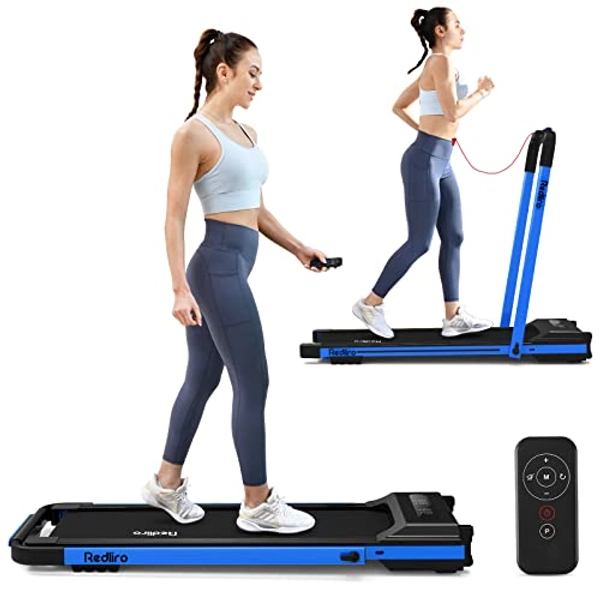 REDLIRO Under Desk Treadmill 2 in 1 Walking Machine Portable Space Saving Fitness Motorized Folding Treadmill Electric for Home Office Workout Indoor Exercise Machine Physical Training