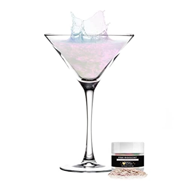 BREW GLITTER® Edible Glitter For Drinks, Cocktails, Beer, Drink Garnish & Beverages | 4 Gram | 100% Edible & Food Grade | Vegan, Gluten Free, Nut Free, Non-GMO (Pink Iridescent)