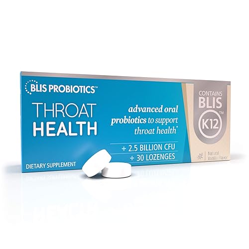 BLIS Probiotics ThroatHealth Oral Probiotics k12 2.5 Billion Cfu, Throat Immunity Support & Oral Health for Adults & Kids, Sugar-Free Lozenges (30 Pack) - 1 Count (Pack of 30)