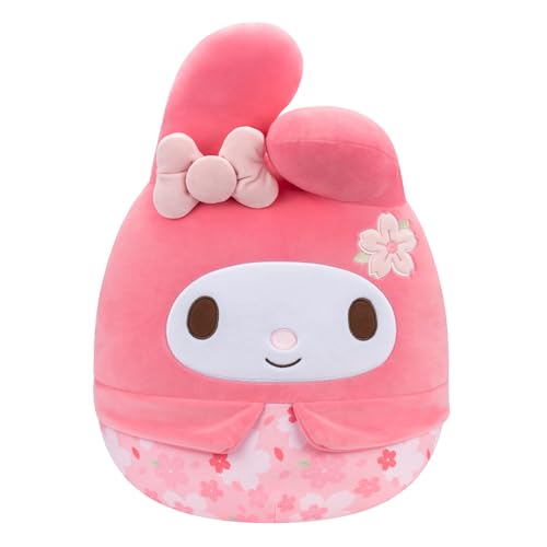 Squishmallows Original Sanrio 14-Inch My Melody Floral Print Plush - Medium-Sized Ultrasoft Official Jazwares Plush - Pink My Melody
