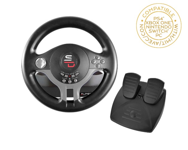 Superdrive - racing Driving Wheel with pedals and gearshift paddles for nintendo Switch - Ps4 - Xbox One - PC - Ps3 - SV200