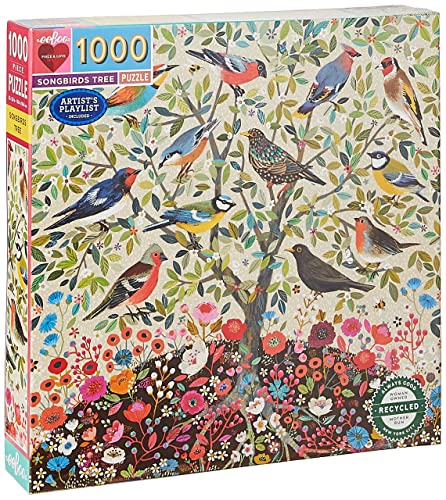 eeBoo- Songbirds Tree Puzzle 1000 pièces Carton recyclé pour Adulte, PZTSBD, Multicolore