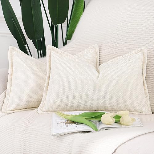 Lot de 2 Housses de Coussin Chenille en Velours 