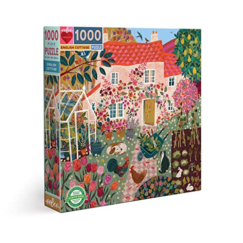 eeBoo- English Cottage-Puzzle 1000 pièces pour Adulte Carton recyclé, PZTCGE - English cottage