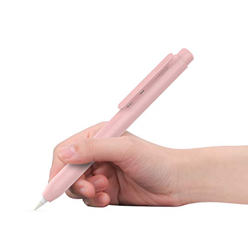 MoKo Holder Case for Apple Pencil 1st Generation, Retractable Apple Pencil 1st Case Protective iPad Pencil Sleeve Skin Cover with Sturdy Clip, Pink - Pink