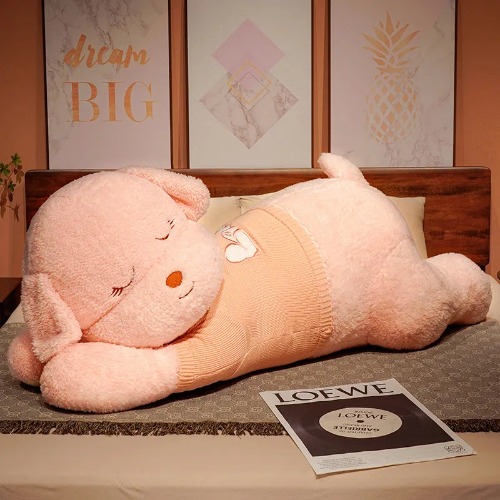 Giant Dog Plush Long Pillow - Pink / 80cm