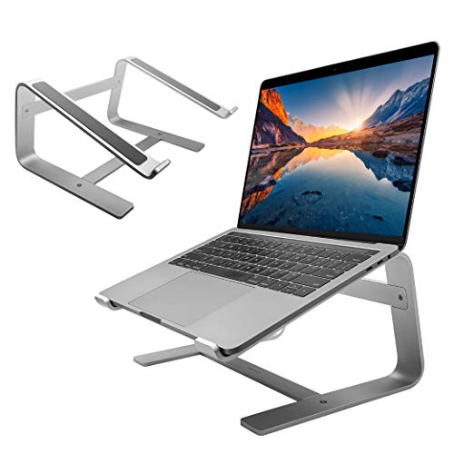 Macally Laptop Stand for Desk - Aluminum Laptop Riser Stand for Desk - Ergonomic Laptop Holder Mount - Use as Macbook Stand (Pro/Air) or Notebook Computer Stand between 10 to 17.3 Inches - Silver - Silver - Stand Only