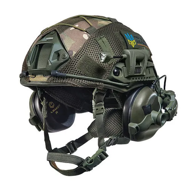 Шлем тактический Fast TEAM WENDY Helmet NIJ IIIA + Наушники Earmor M31 MOD3 с чебурашкой + фонарик + кавер
