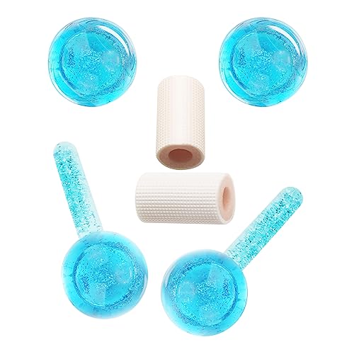 Lazzybeauty Ice Globes for Facials, Ice Globes, Facial Ice Globes, Cooling Globes, Globes for Face Neck & Eyes, Daily Beauty, Tighten Skin, Anti Ageing, Reduce Puffy and Wrinkle, Blue - Blue with Glitter