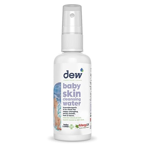 Dew Baby Cleansing Water (65ml) 100% Natural & Hypoallergenic - Hypochlorous Acid Spray, for Baby's skin, Kills 99.99% Bacteria, Refillable No Rinse Cleansing Water Baby, Made in the UK - 65 ml (Pack of 1)